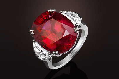 Bague or blanc Exception Rubis rouge intense