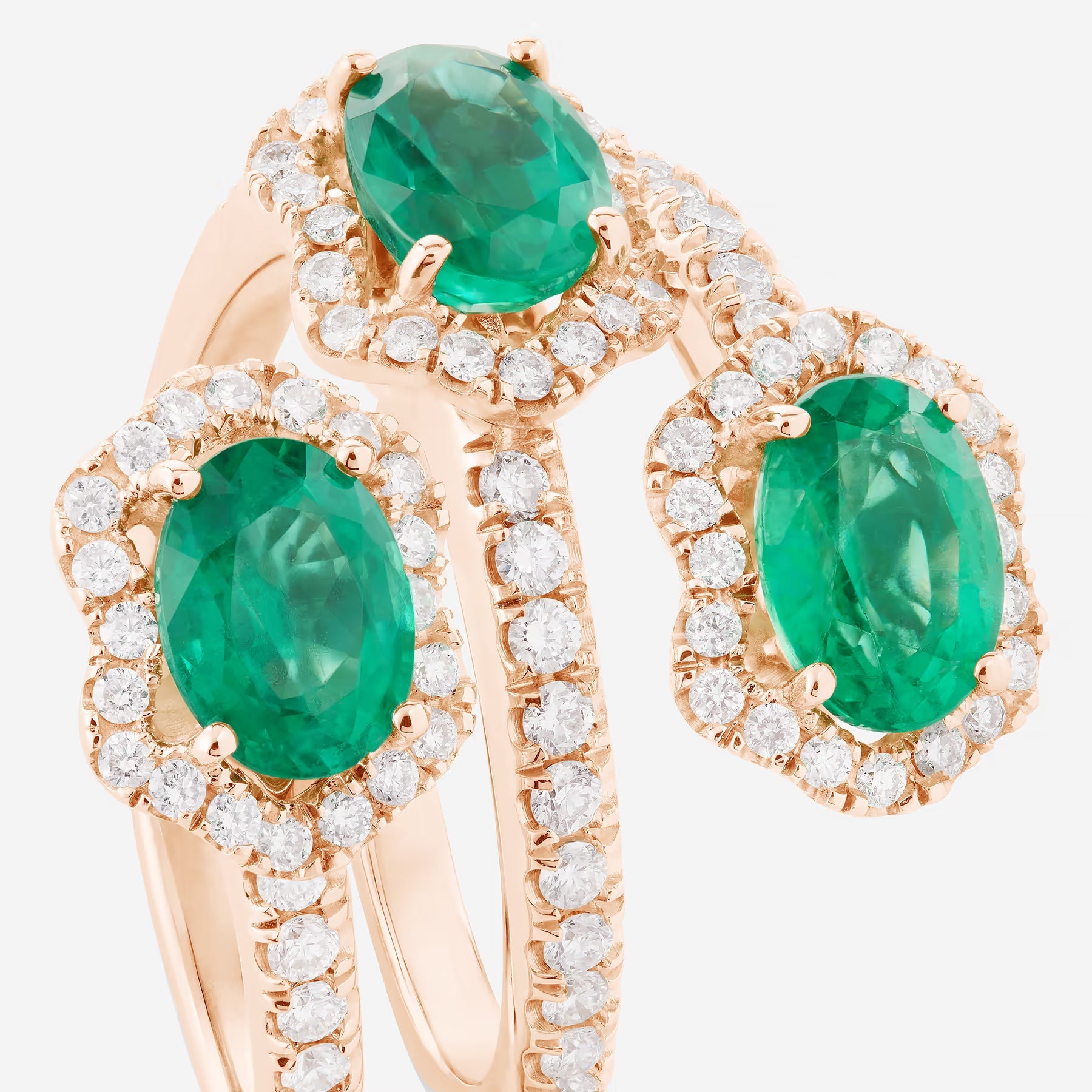 Emeraudes ovales | Or rose 750 ‰