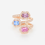 Saphirs bleu, rose et violet | Or rose 750 ‰