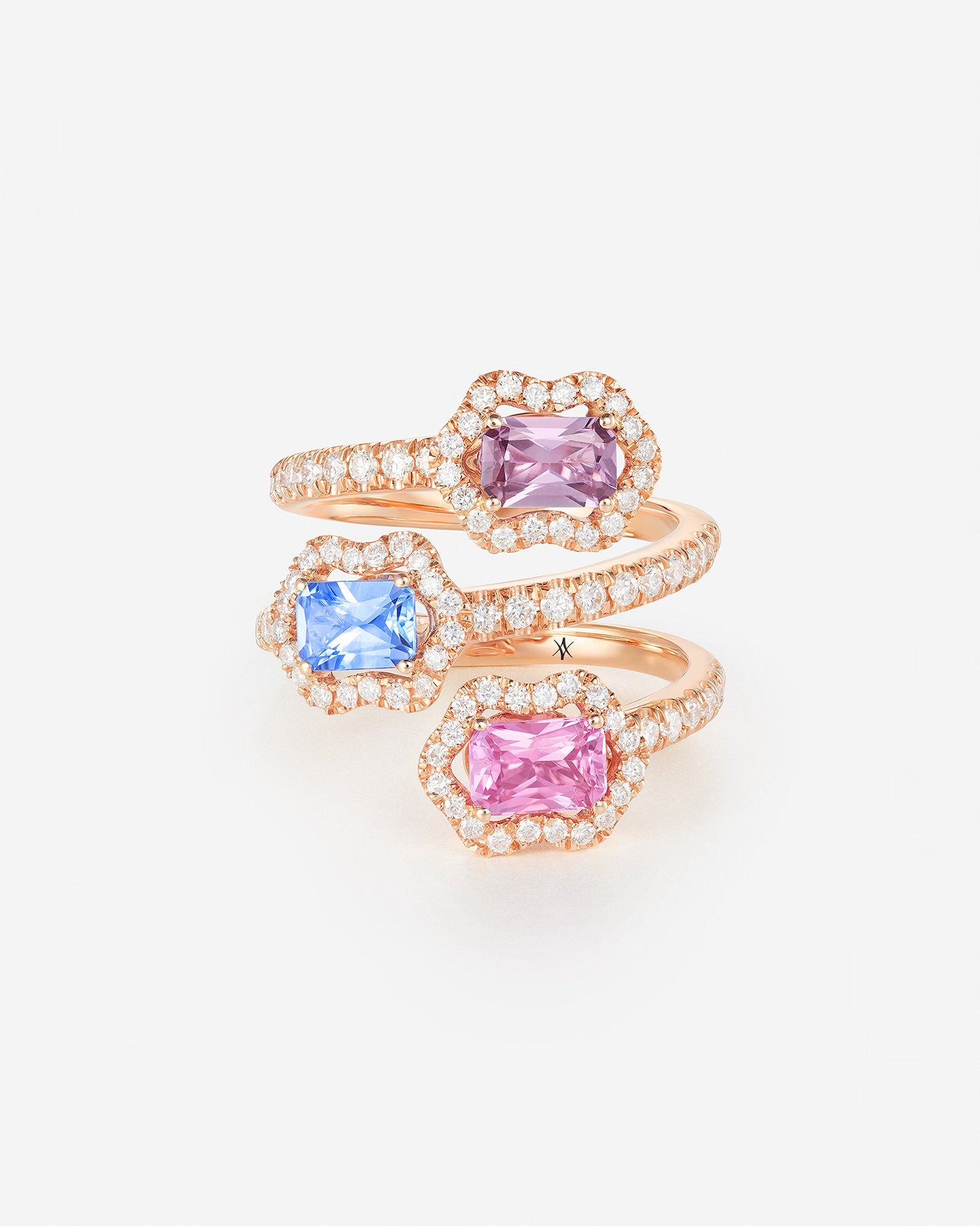 Saphirs bleu, rose et violet | Or rose 750 ‰