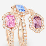 Saphirs bleu, rose et violet | Or rose 750 ‰
