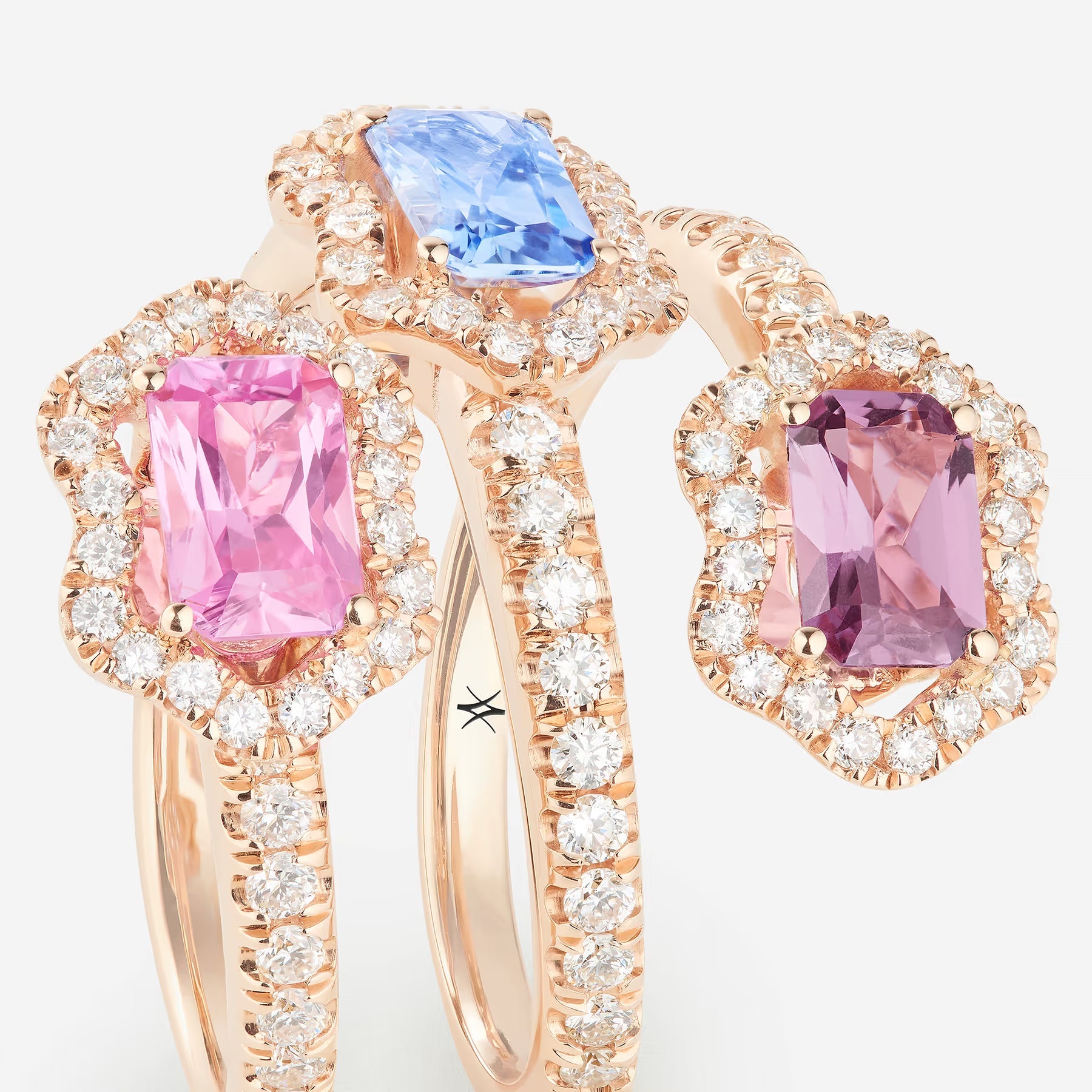 Saphirs bleu, rose et violet | Or rose 750 ‰