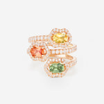 Saphirs jaune, orange et vert | Or rose 750 ‰