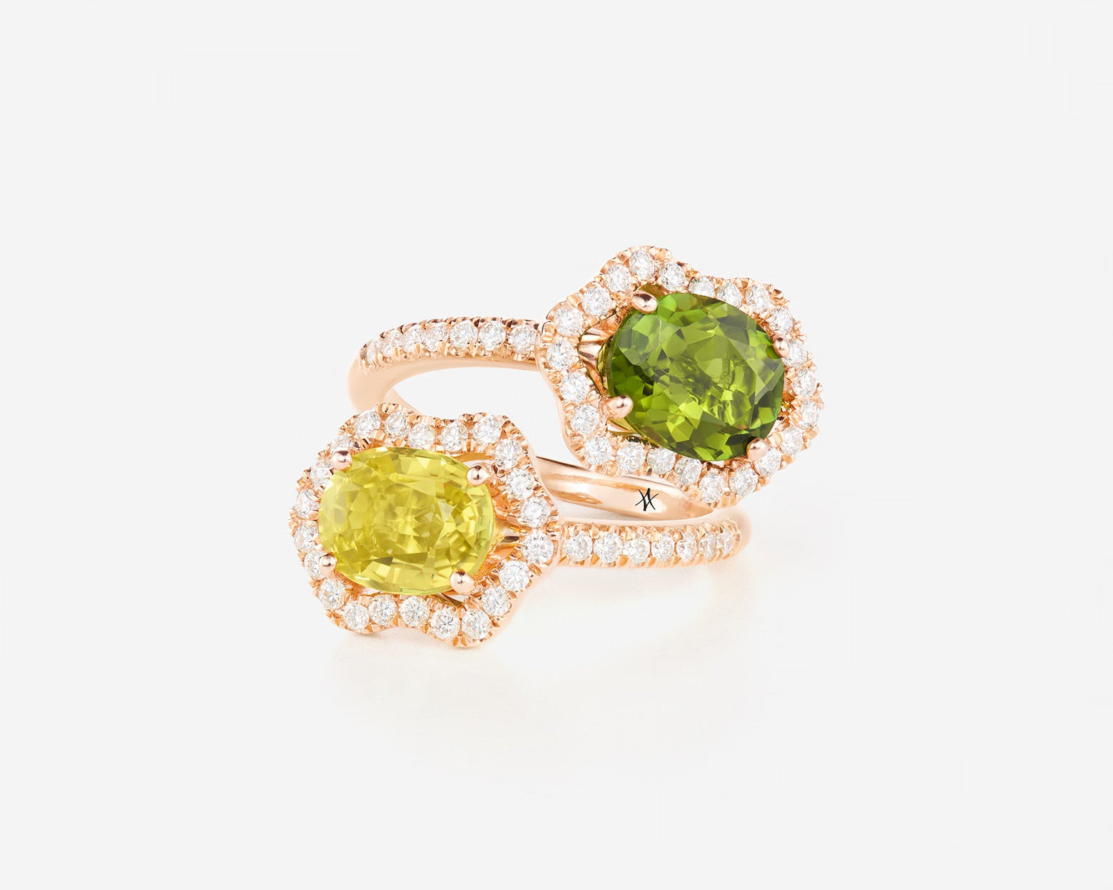 Saphir jaune et Tourmaline verte | Or rose 750 ‰