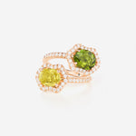 Saphir jaune et Tourmaline verte | Or rose 750 ‰