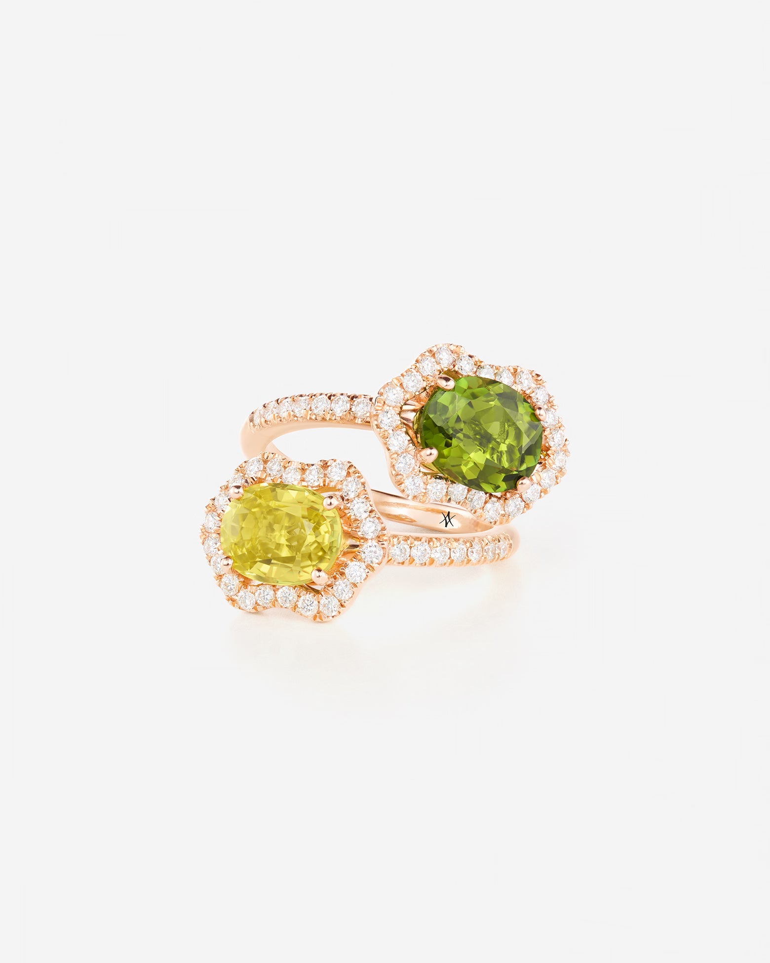 Saphir jaune et Tourmaline verte | Or rose 750 ‰