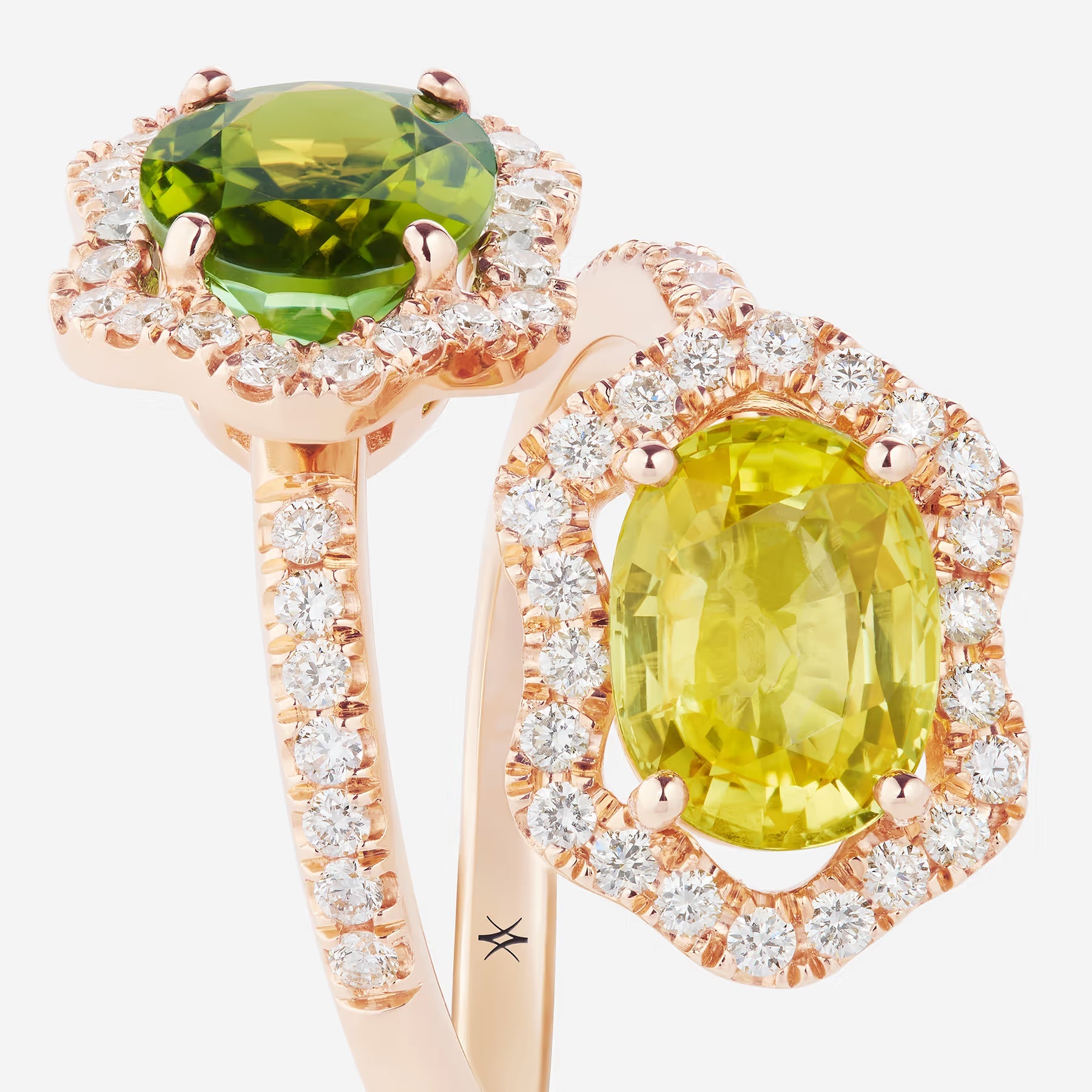 Saphir jaune et Tourmaline verte | Or rose 750 ‰