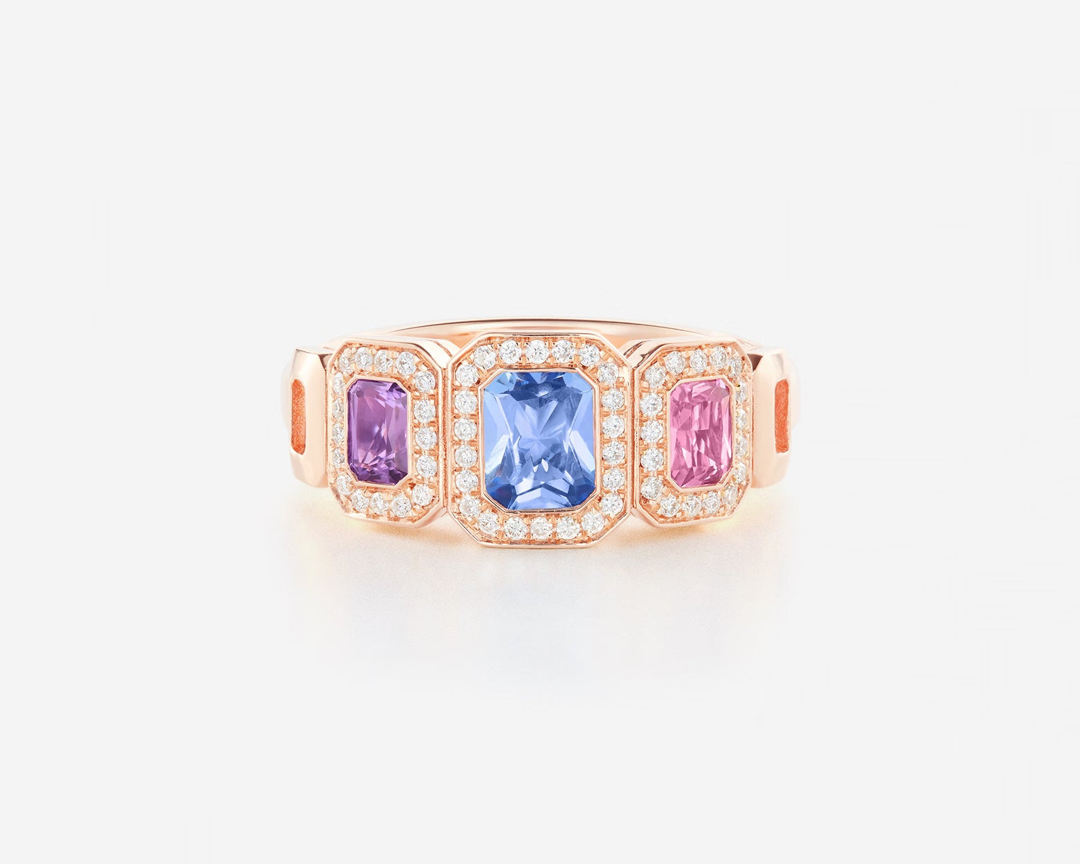Saphirs bleu, rose et violet | Or rose 750 ‰