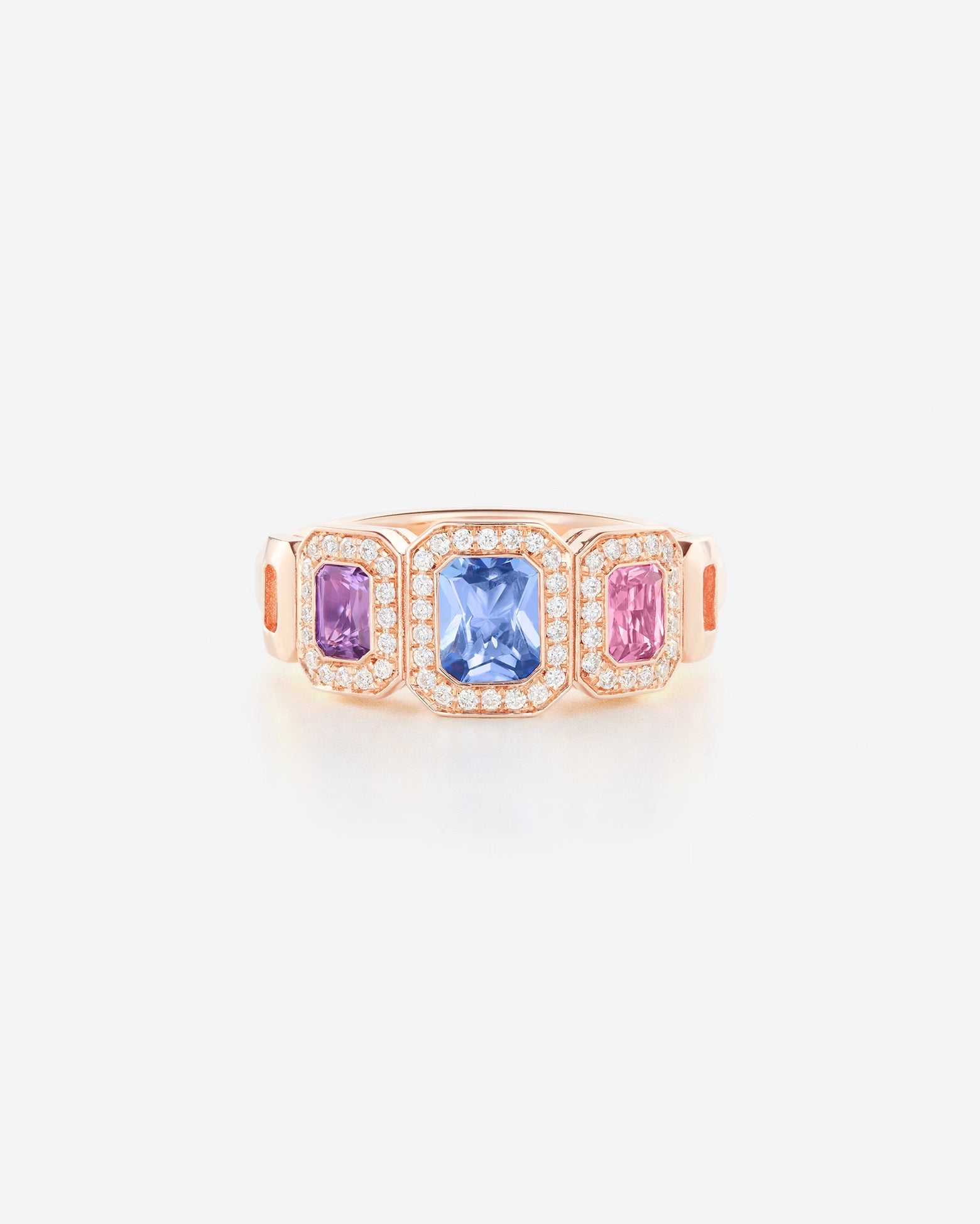 Saphirs bleu, rose et violet | Or rose 750 ‰