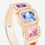 Saphirs bleu, rose et violet | Or rose 750 ‰