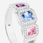 Saphirs bleu, rose et violet | Or blanc 750 ‰