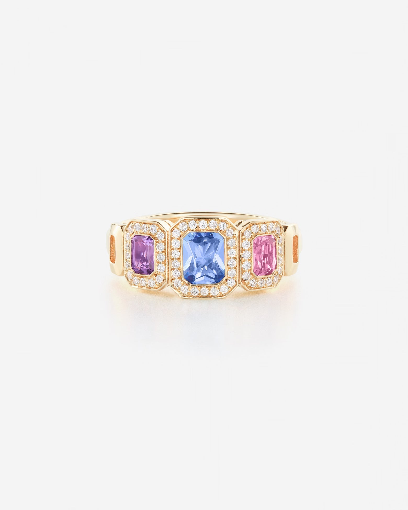Saphirs bleu, rose et violet | Or jaune 750 ‰