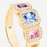 Saphirs bleu, rose et violet | Or jaune 750 ‰