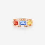 Saphirs bleu, orange et jaune | Or rose 750 ‰
