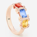 Saphirs bleu, orange et jaune | Or rose 750 ‰