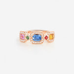 Saphirs bleu, jaune et rose | Or rose 750 ‰