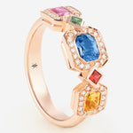 Saphirs bleu, jaune et rose | Or rose 750 ‰