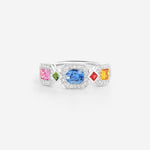 Saphirs bleu, jaune et rose | Or blanc 750 ‰