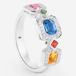 Saphirs bleu, jaune et rose | Or blanc 750 ‰