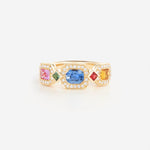 Saphirs bleu, jaune et rose | Or jaune 750 ‰