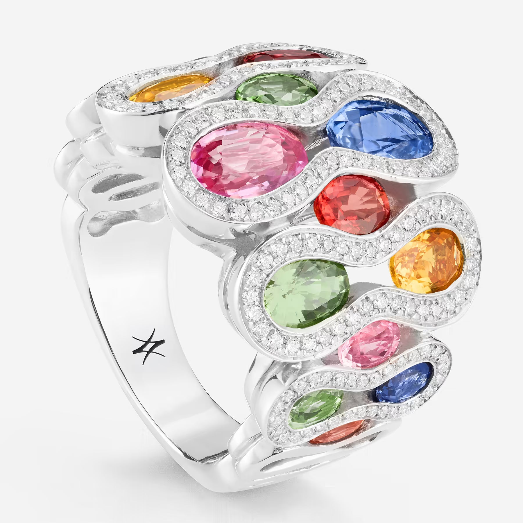 Saphirs Multicolors | Or blanc 750 ‰