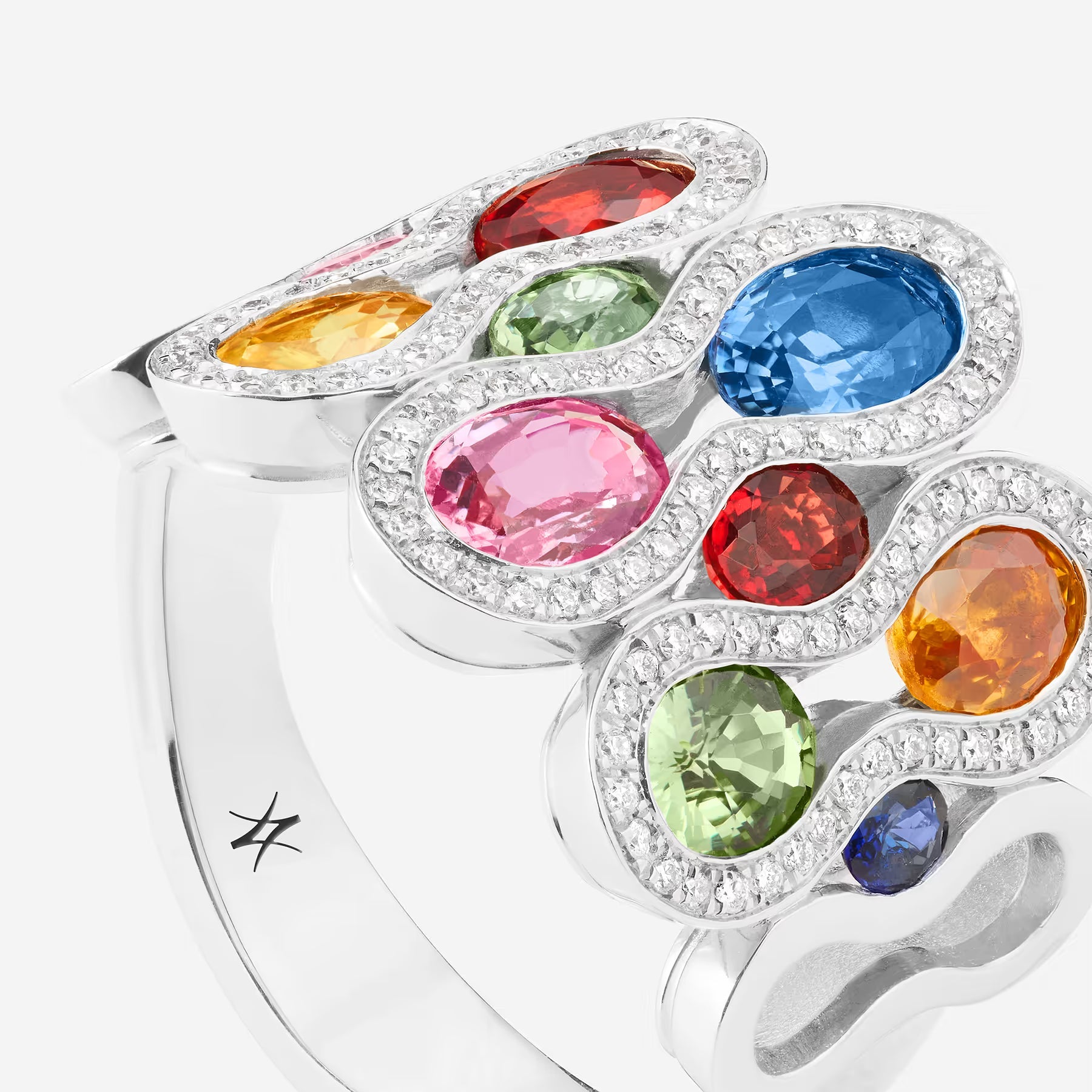 Saphirs Multicolors | Or blanc 750 ‰