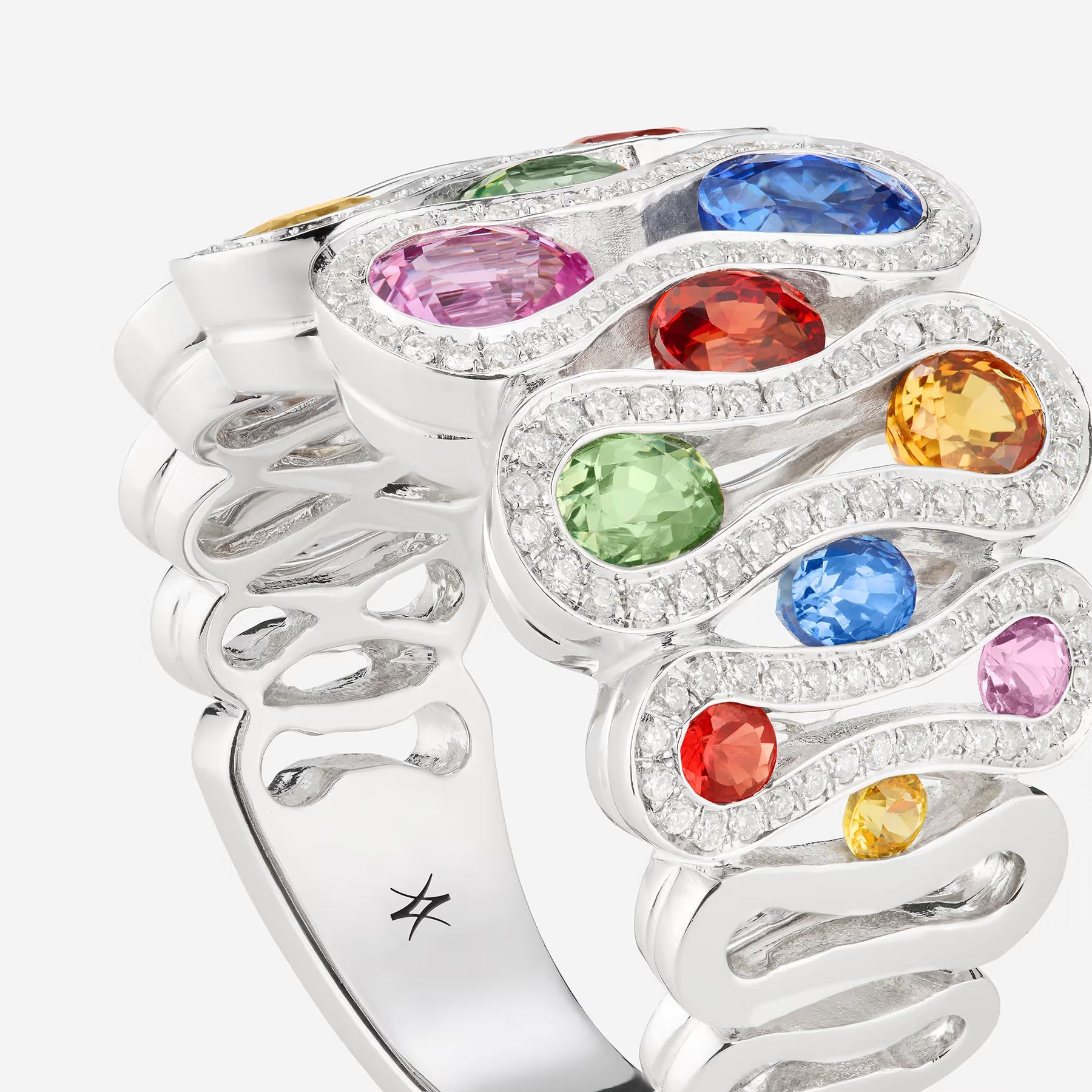 Saphirs Multicolors | Or blanc 750 ‰