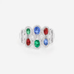Saphirs bleu, Emeraudes, Rubis et Diamants | Or blanc 750 ‰