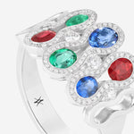 Saphirs bleu, Emeraudes, Rubis et Diamants | Or blanc 750 ‰