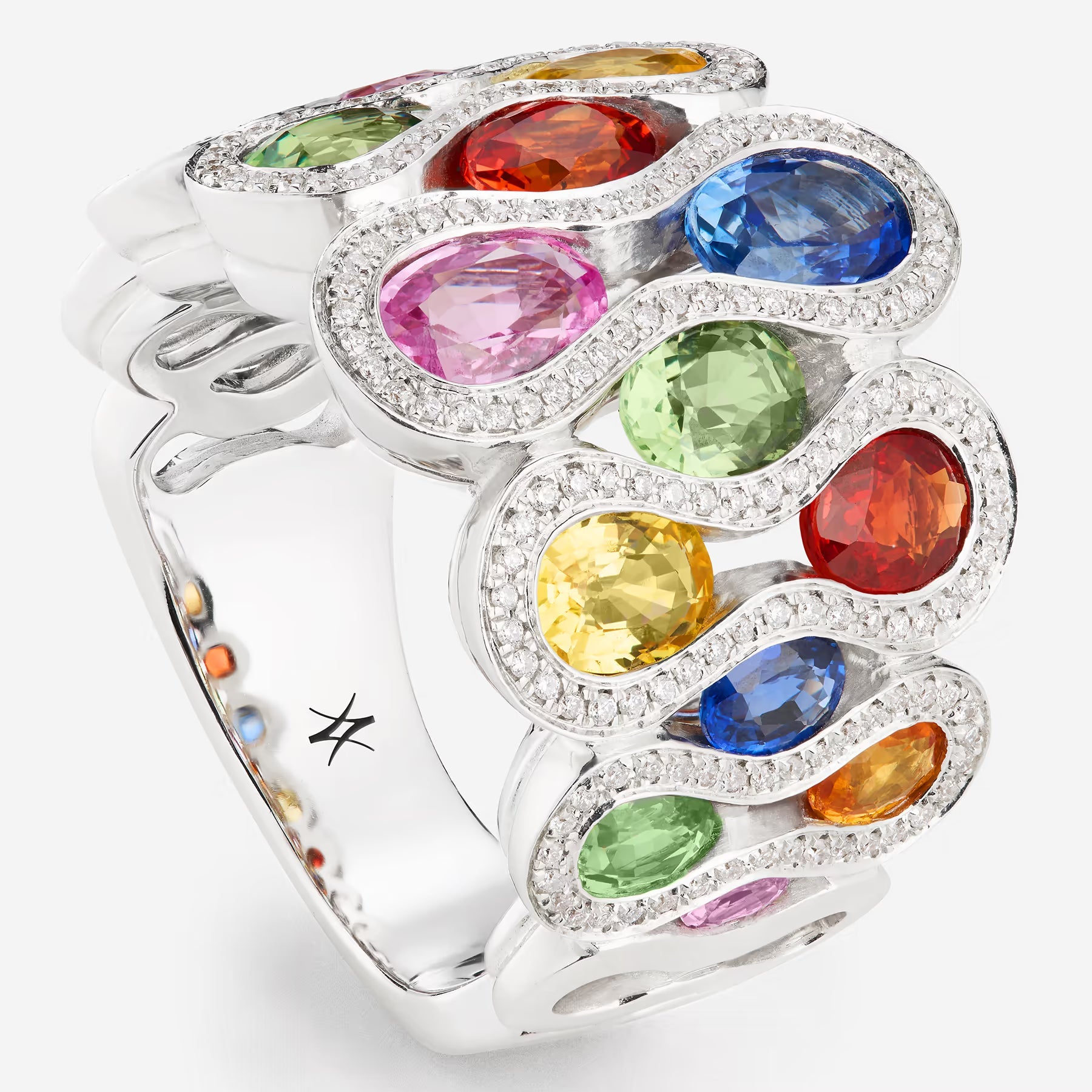 Saphirs Multicolors | Or blanc 750 ‰