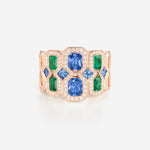 Saphirs bleu et émeraudes | Or rose 750 ‰