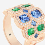 Saphirs bleu et émeraudes | Or rose 750 ‰