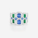 Saphirs bleu et émeraudes | Or blanc 750 ‰