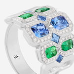 Saphirs bleu et émeraudes | Or blanc 750 ‰