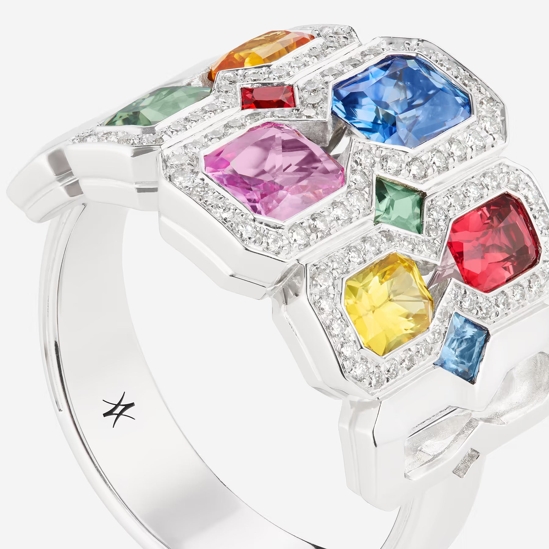 Saphirs Multicolors | Or blanc 750 ‰