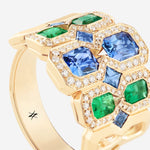 Saphirs bleu et émeraudes | Or jaune 750 ‰