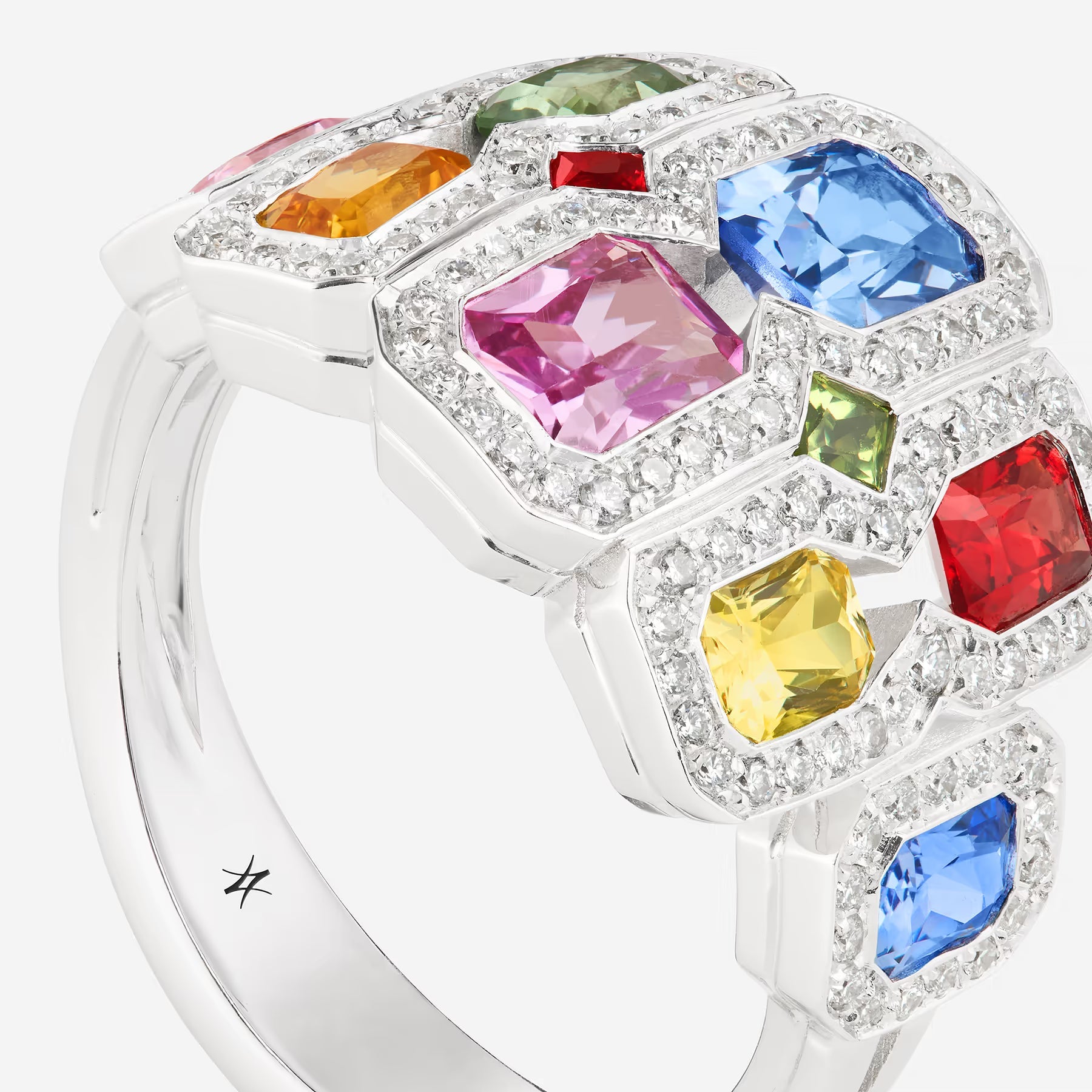 Saphirs Multicolors | Or blanc 750 ‰