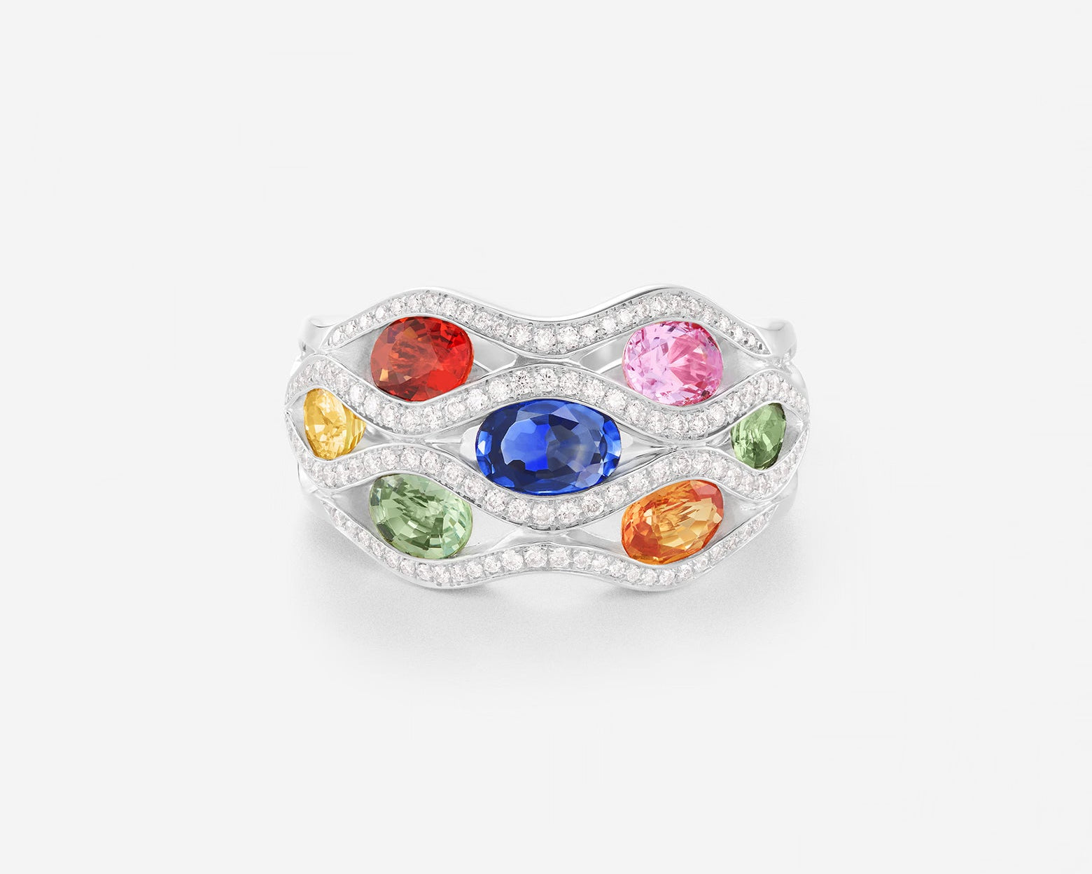 Saphirs Multicolors | Or blanc 750 ‰
