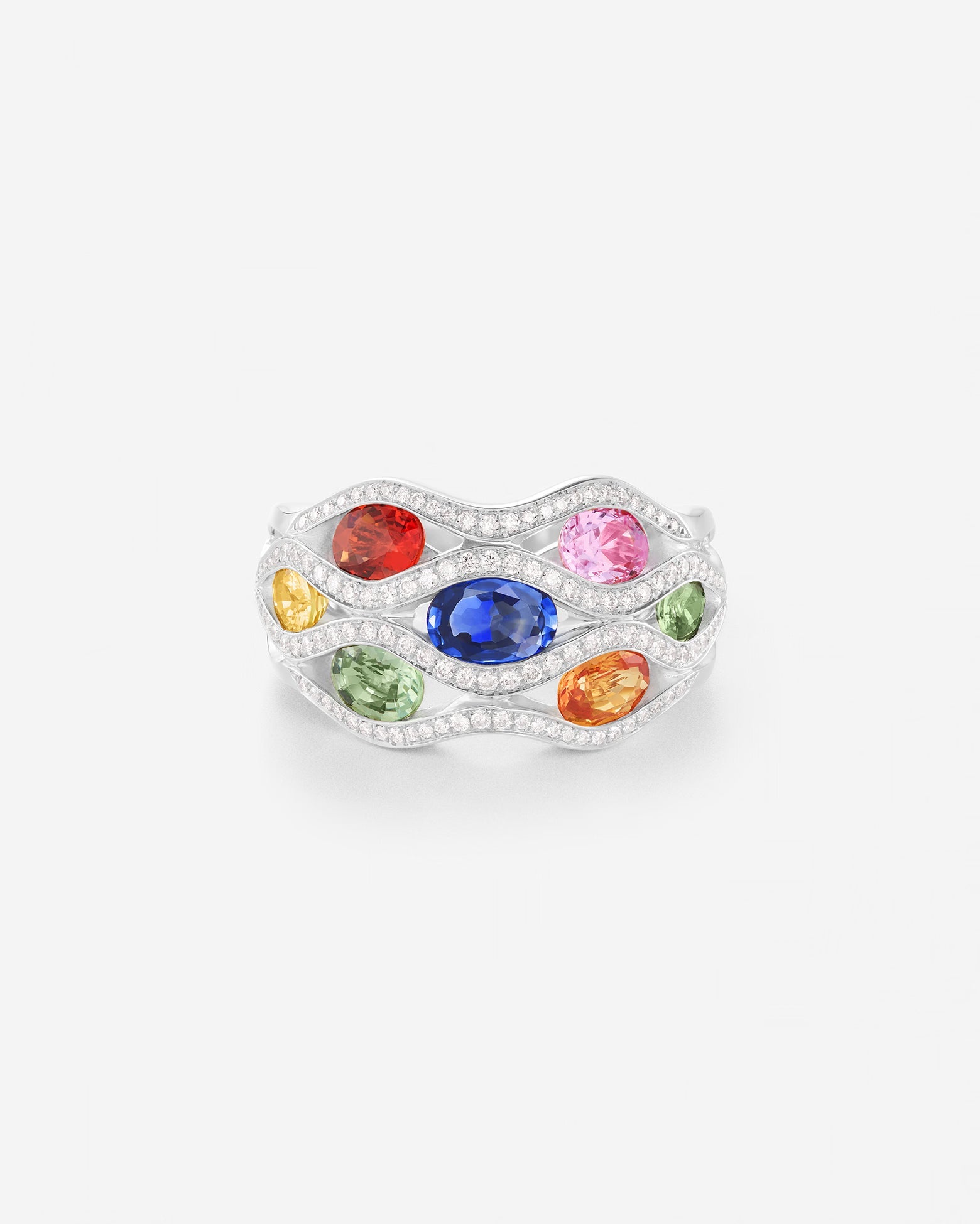 Saphirs Multicolors | Or blanc 750 ‰