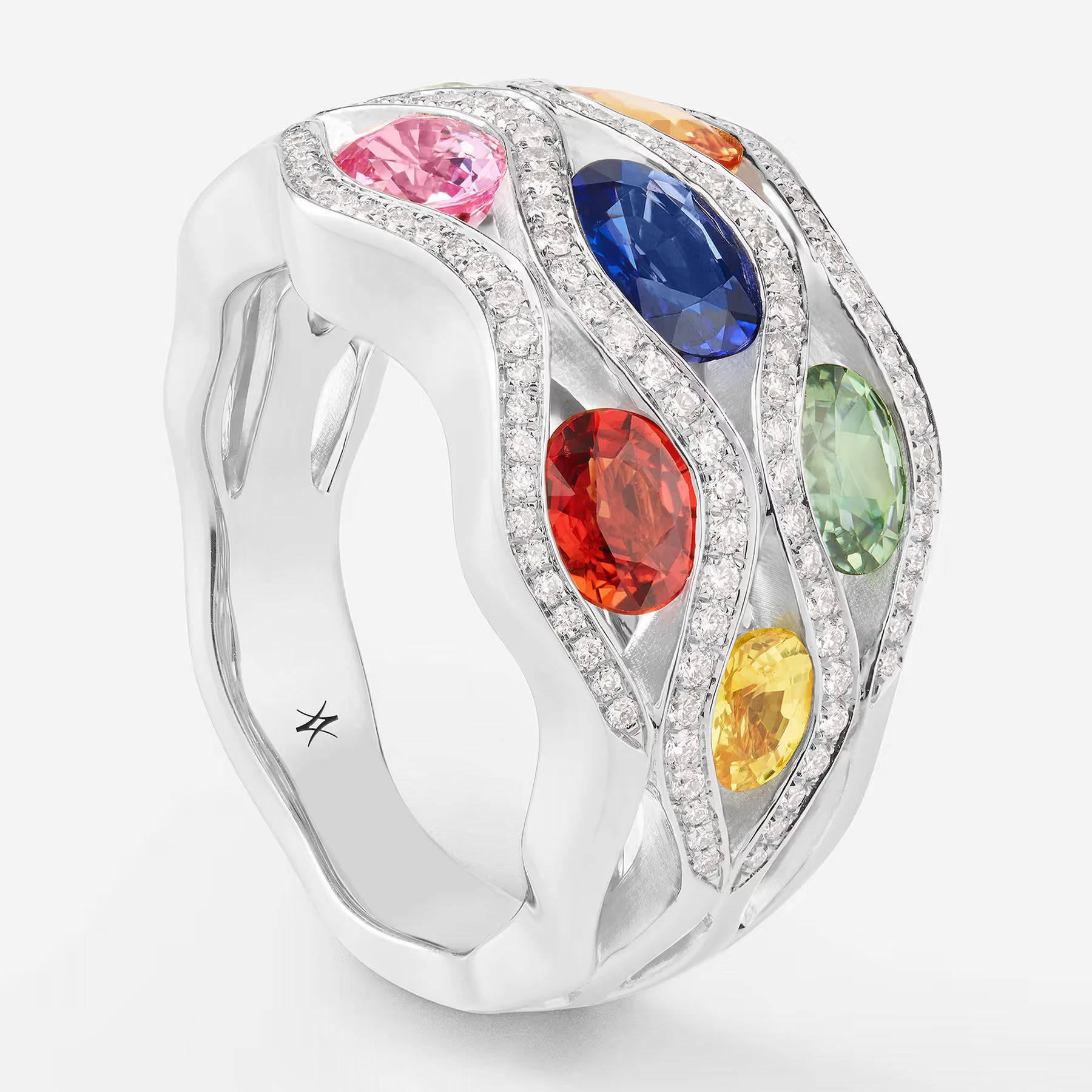 Saphirs Multicolors | Or blanc 750 ‰