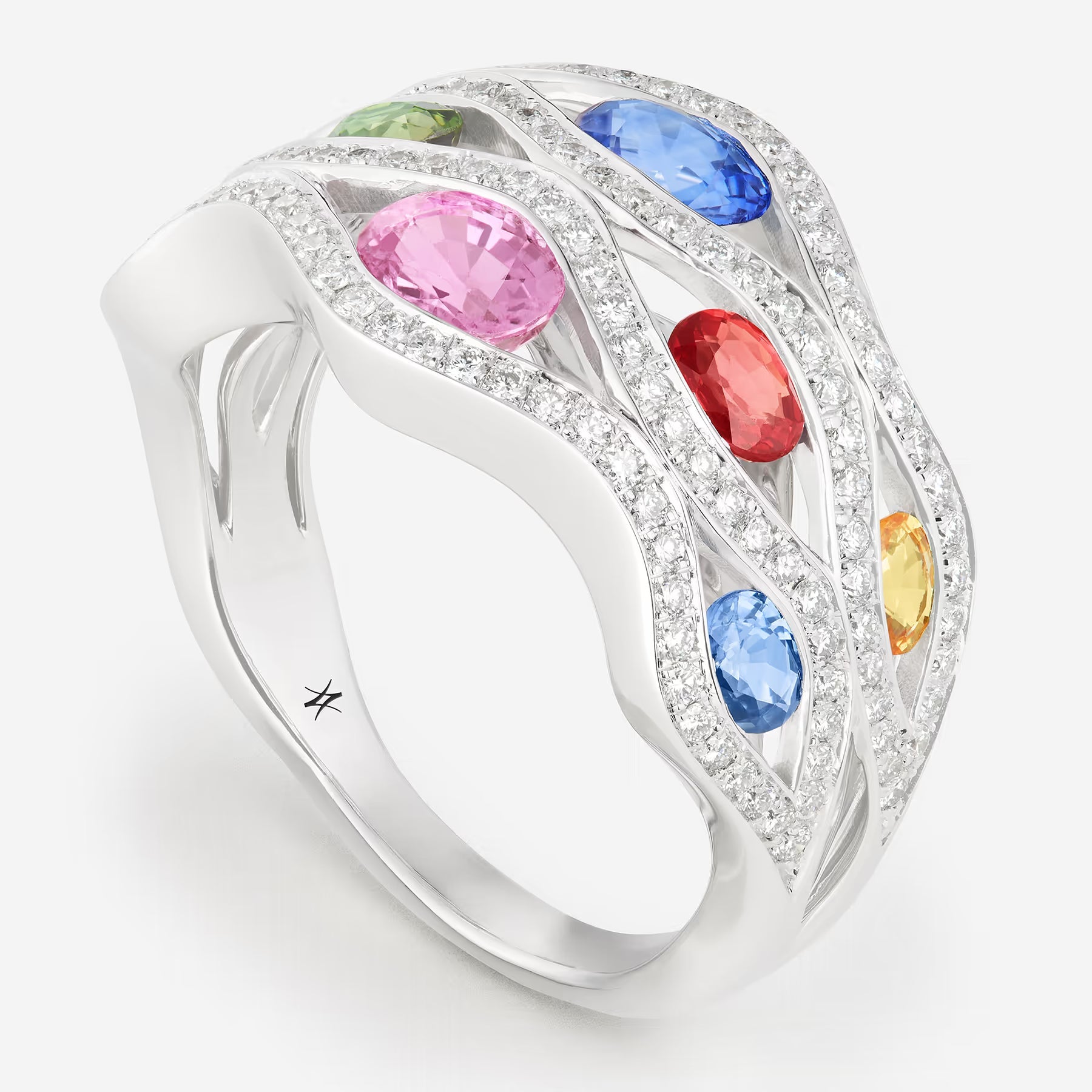 Saphirs Multicolors | Or blanc 750 ‰