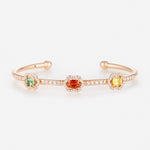Saphirs orange, jaune et vert | Or rose 750 ‰
