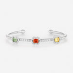 Saphirs orange, jaune et vert | Or blanc 750 ‰