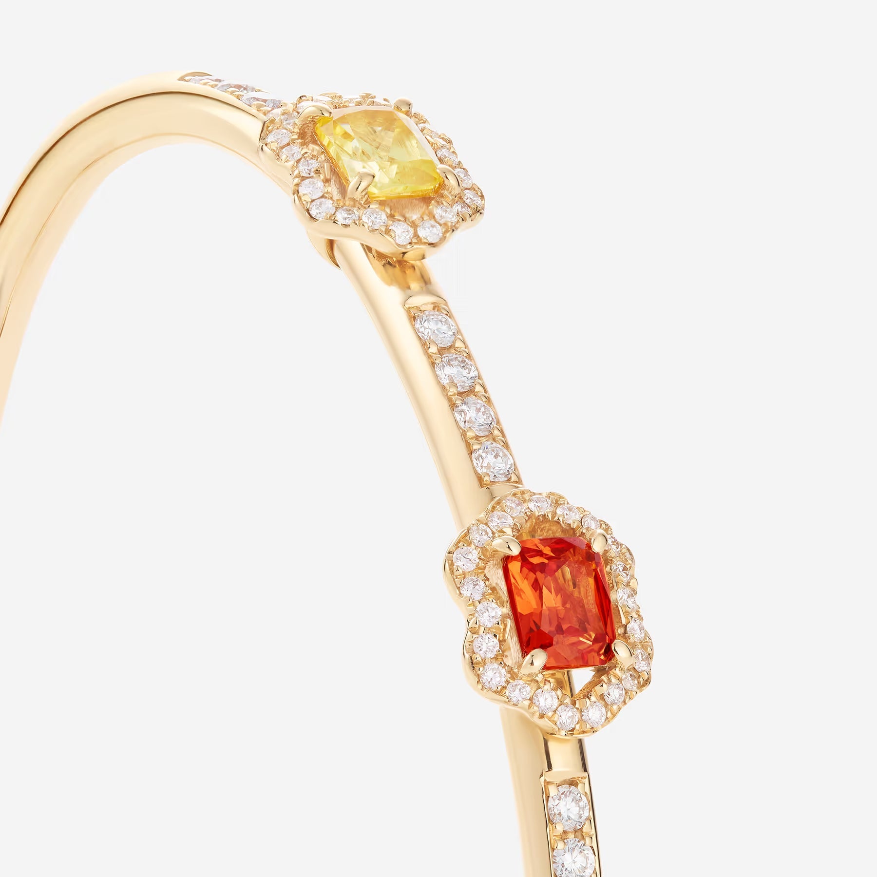 Saphirs orange, jaune et vert | Or jaune 750 ‰