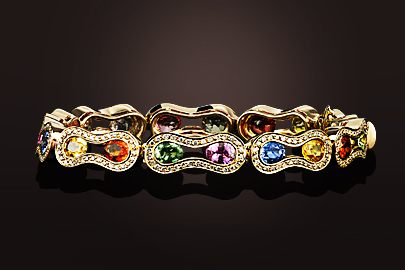 Wave Bracelet OJ Saphirs multicolores diamants