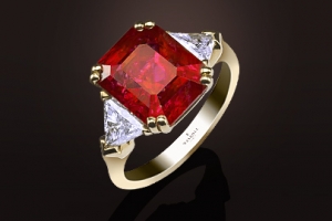 Bague Exception or jaune rubis/diamants
