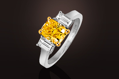 Bague diamant jaune vivid yellow